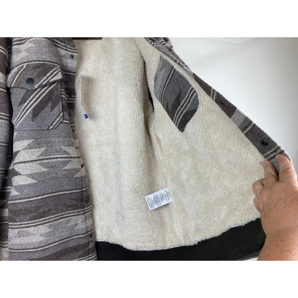 NWT Jachs NY Shirt Jacket Mens L Gray Aztec Sherpa Lined Shacket Southwestern - Picture 5 of 12